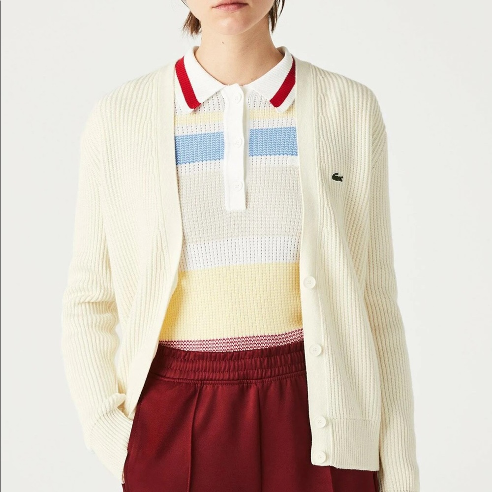 Lacoste oversized wool blend cardigan